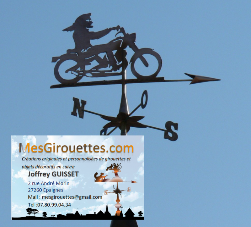 Girouette cuivre Le motocycliste